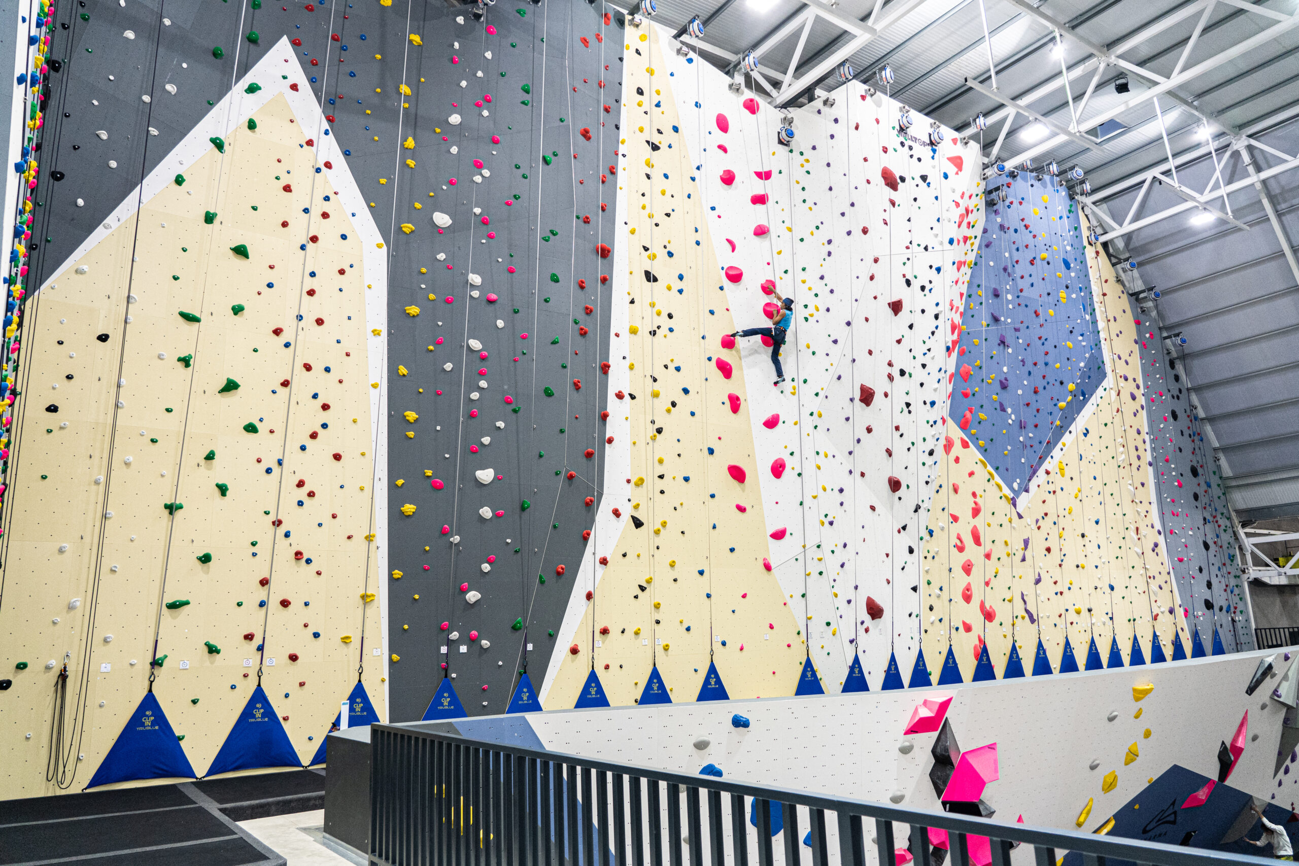 Sharma climb gym with climber