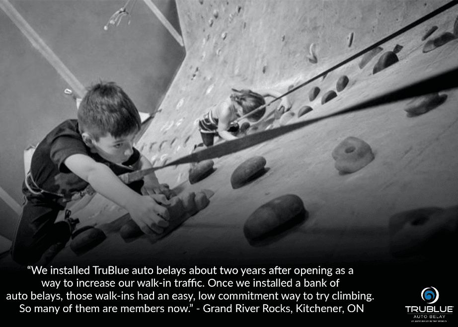 Climbing on an auto belay at Grand River Rocks Climbing Gym