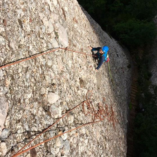 Kendra climbing in spain