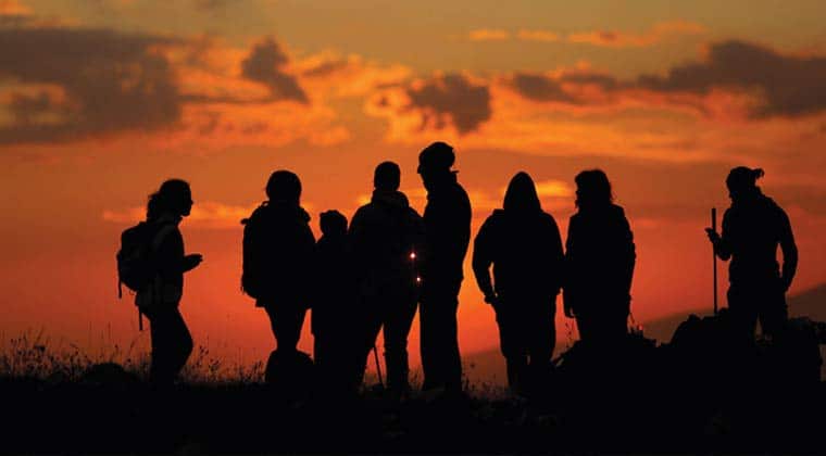 kids on a night hike