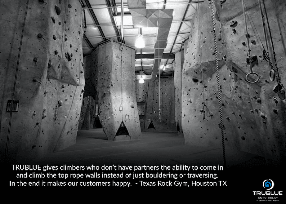 Climbing on an auto belay at Texas Rock Climbing Gym