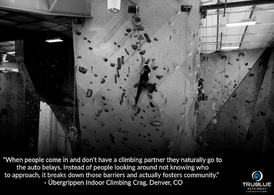 Climbing on an auto belay at Ubergrippen Climbing Gym