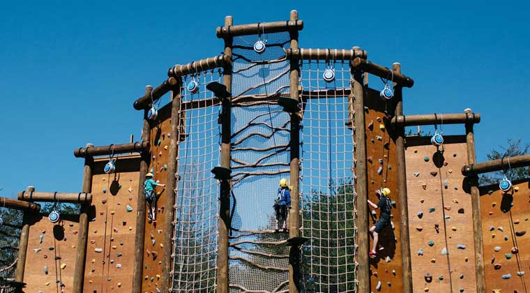 climbing wall at summer camp