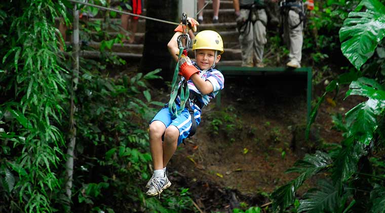 kid on zip line