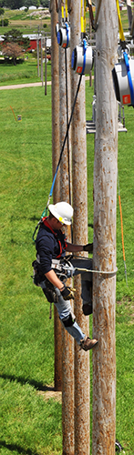 Lineman practice on TRUBLUE Auto Belay